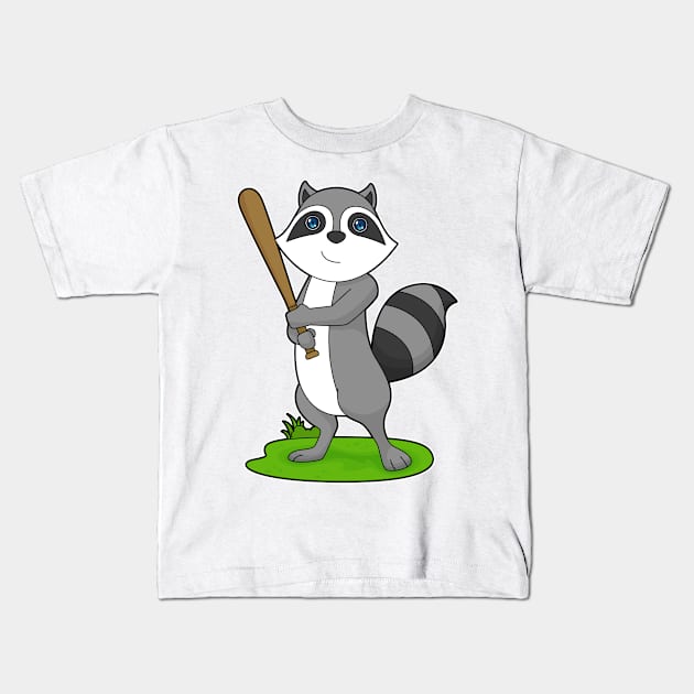 Racoon Baseball Baseball bat Kids T-Shirt by Markus Schnabel